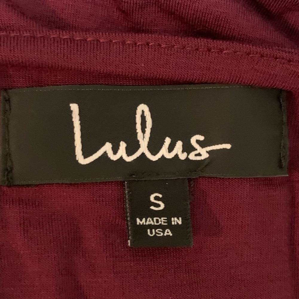 Lulu's Lace Up Dress Burgundy Long Sleeve Sz Small - Picture 4 of 4